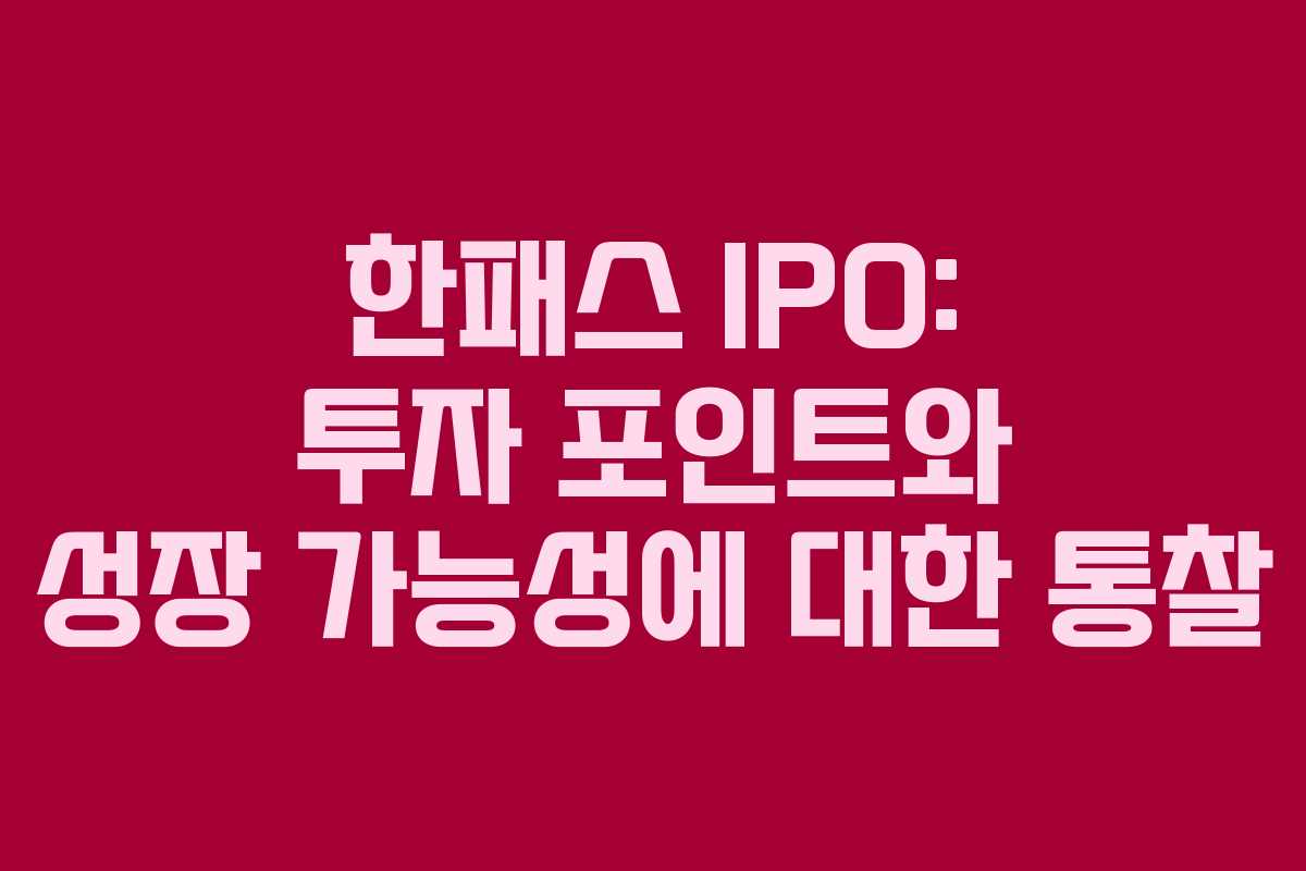한패스 IPO: 투자 포인트와 성장 가능성에 대한 통찰