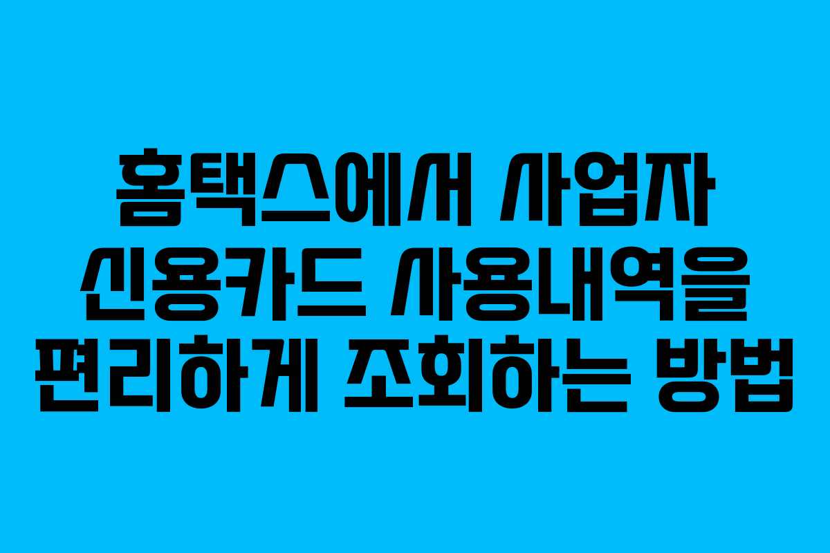 홈택스에서 사업자 신용카드 사용내역을 편리하게 조회하는 방법