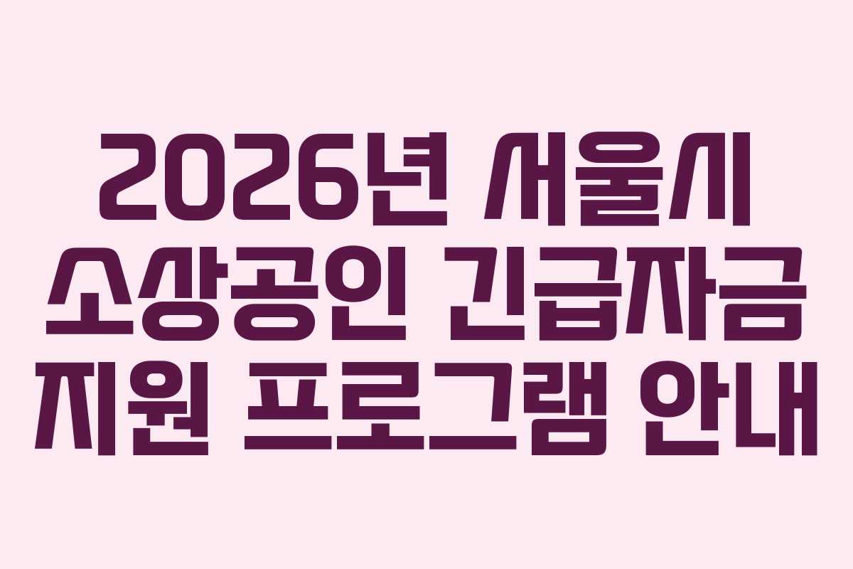 2026년 서울시 소상공인 긴급자금 지원 프로그램 안내