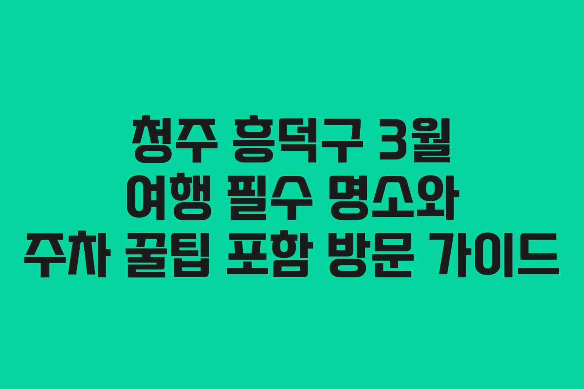 청주 흥덕구 3월 여행 필수 명소와 주차 꿀팁 포함 방문 가이드