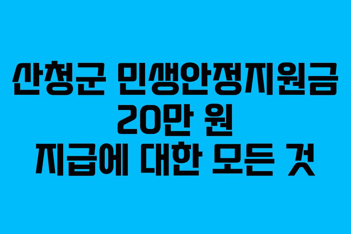 산청군 민생안정지원금 20만 원 지급에 대한 모든 것