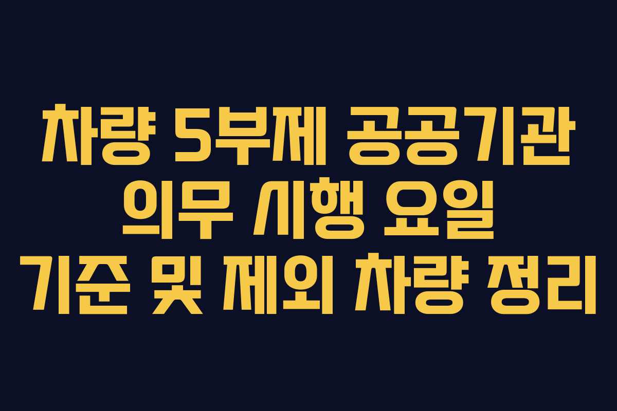 차량 5부제 공공기관 의무 시행 요일 기준 및 제외 차량 정리