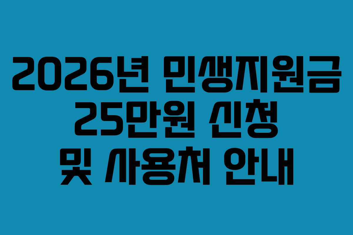 2026년 민생지원금 25만원 신청 및 사용처 안내