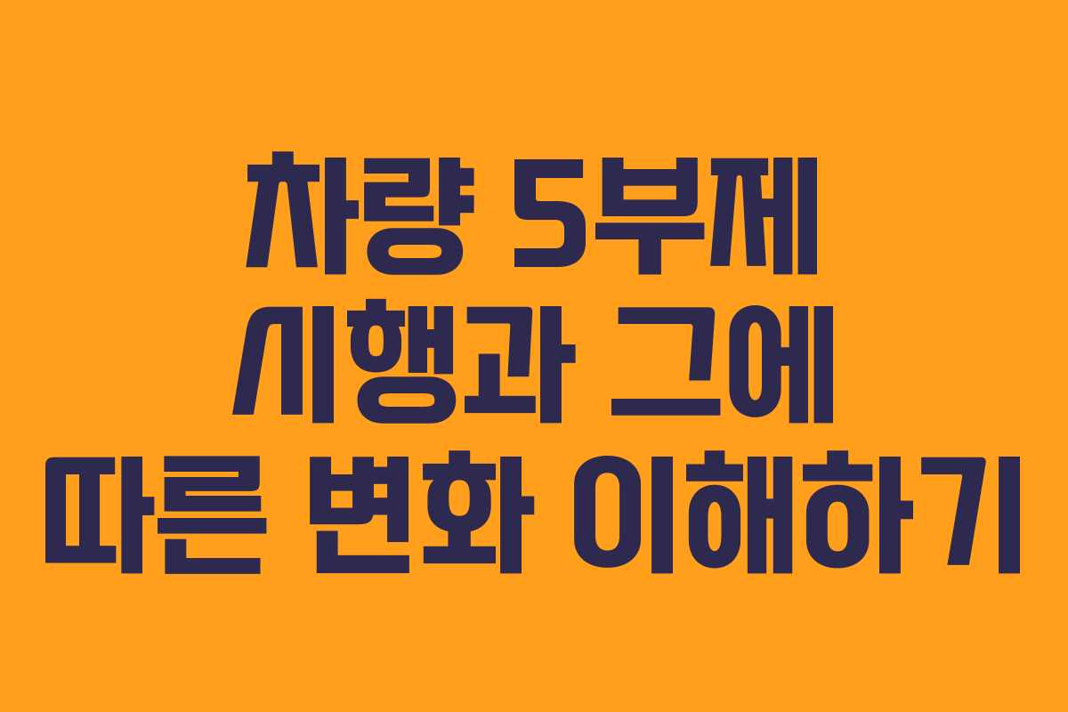 차량 5부제 시행과 그에 따른 변화 이해하기