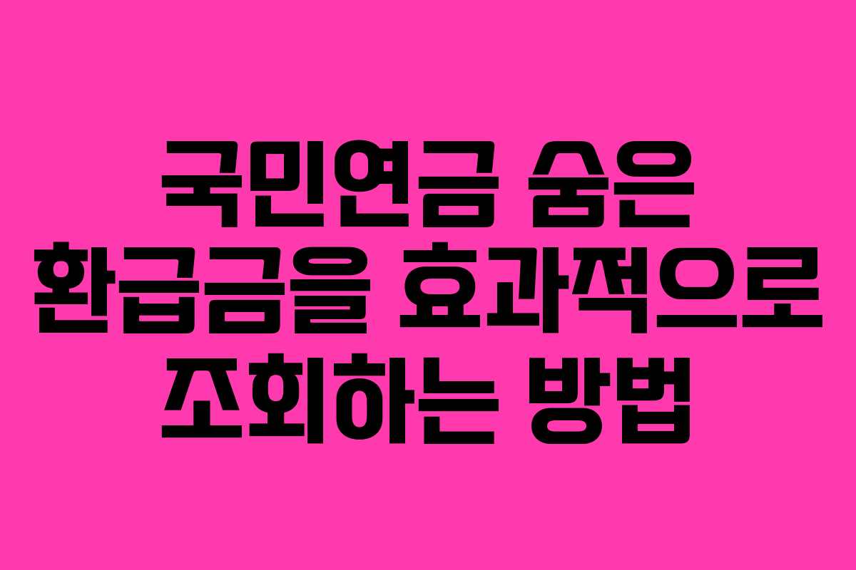 국민연금 숨은 환급금을 효과적으로 조회하는 방법