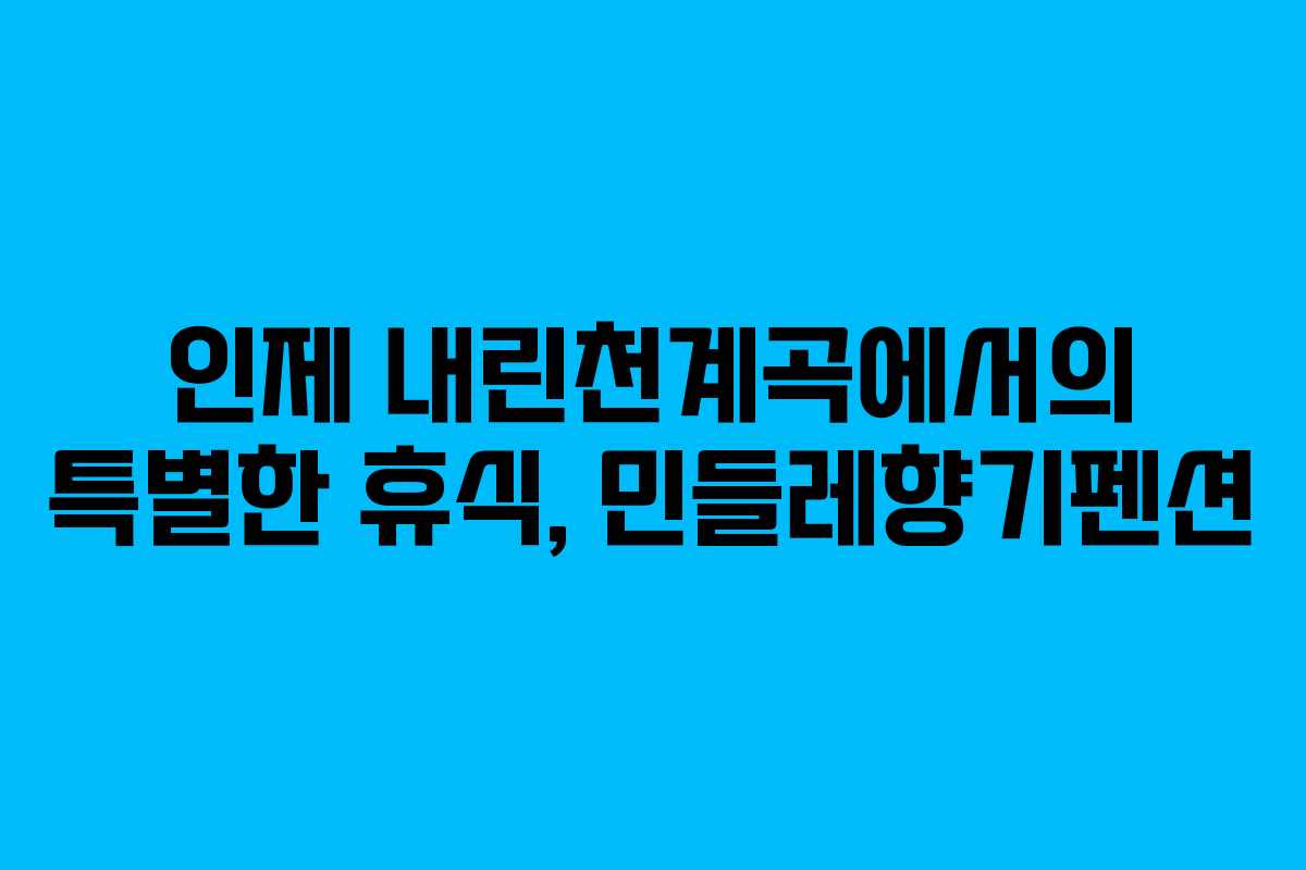 인제 내린천계곡에서의 특별한 휴식, 민들레향기펜션
