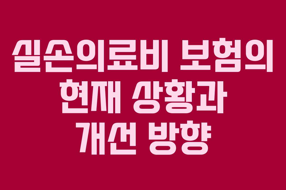 실손의료비 보험의 현재 상황과 개선 방향