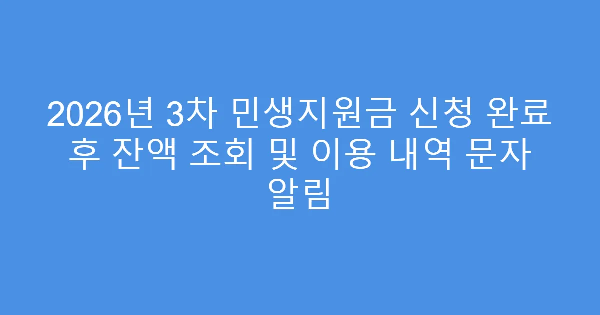 2026년 3차 민생지원금 신청 완료 후 잔액 조회 및 이용 내역 문자 알림