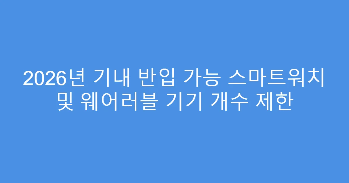 2026년 기내 반입 가능 스마트워치 및 웨어러블 기기 개수 제한