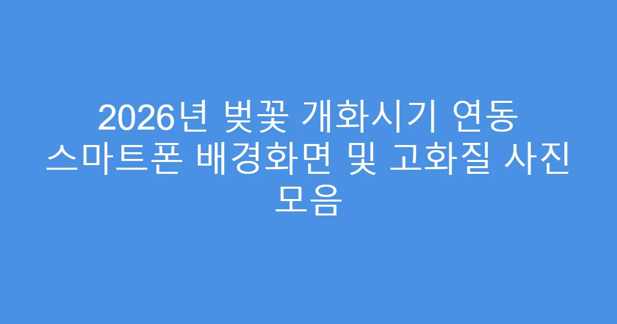 2026년 벚꽃 개화시기 연동 스마트폰 배경화면 및 고화질 사진 모음