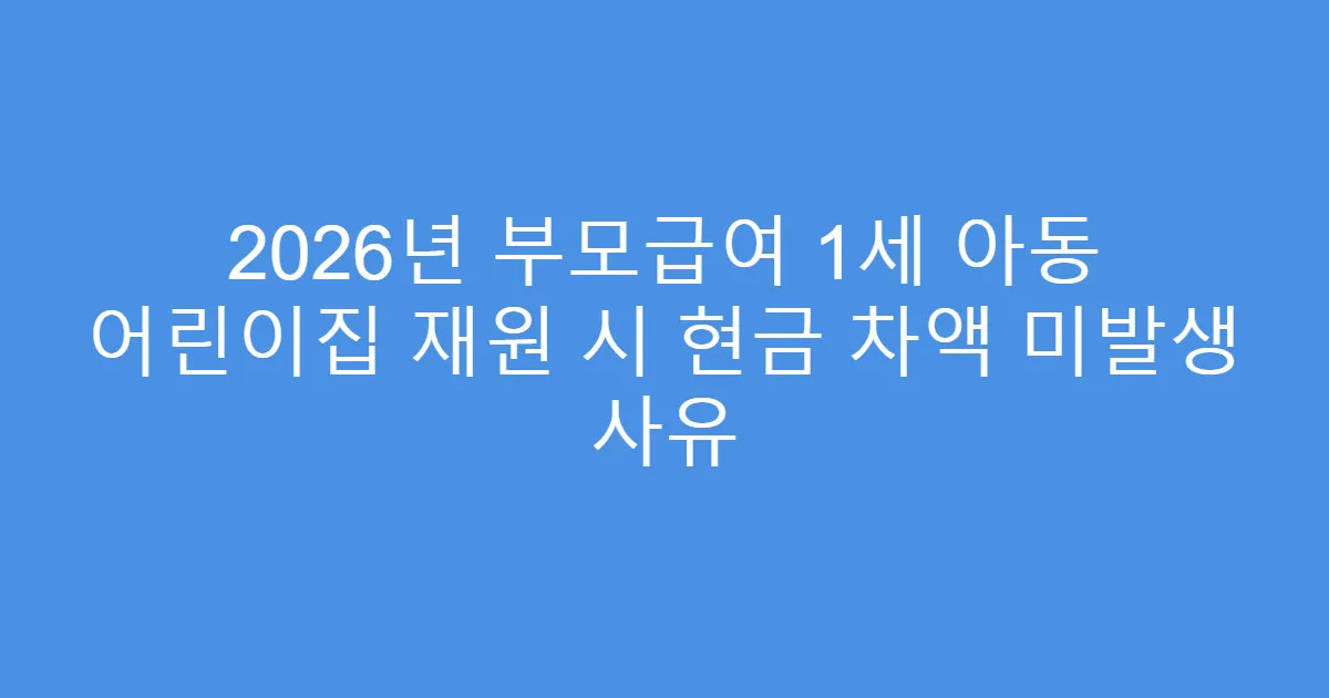 2026년 부모급여 1세 아동 어린이집 재원 시 현금 차액 미발생 사유