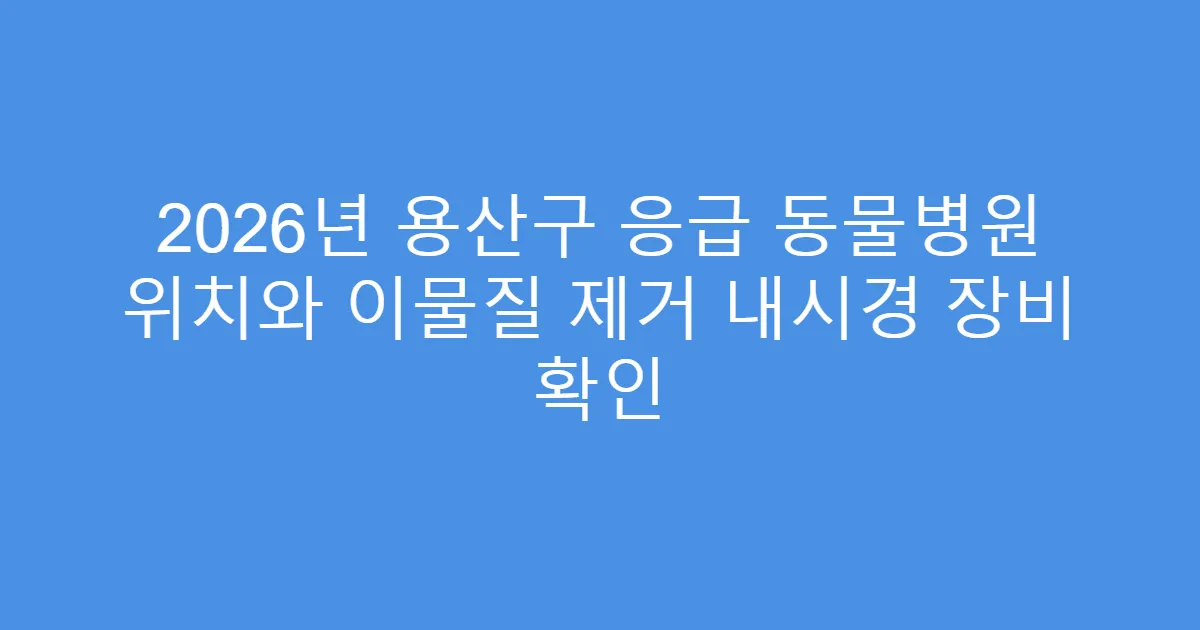 2026년 용산구 응급 동물병원 위치와 이물질 제거 내시경 장비 확인