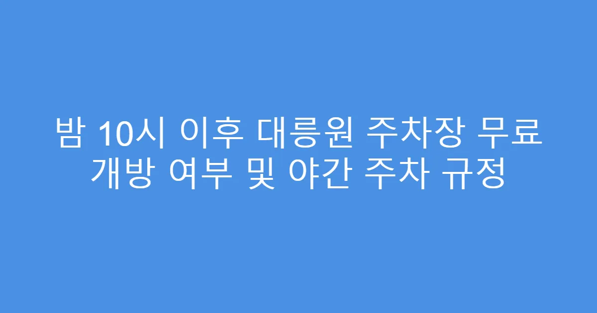 밤 10시 이후 대릉원 주차장 무료 개방 여부 및 야간 주차 규정