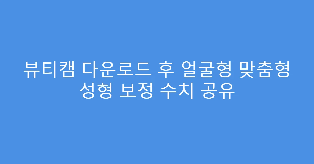 뷰티캠 다운로드 후 얼굴형 맞춤형 성형 보정 수치 공유