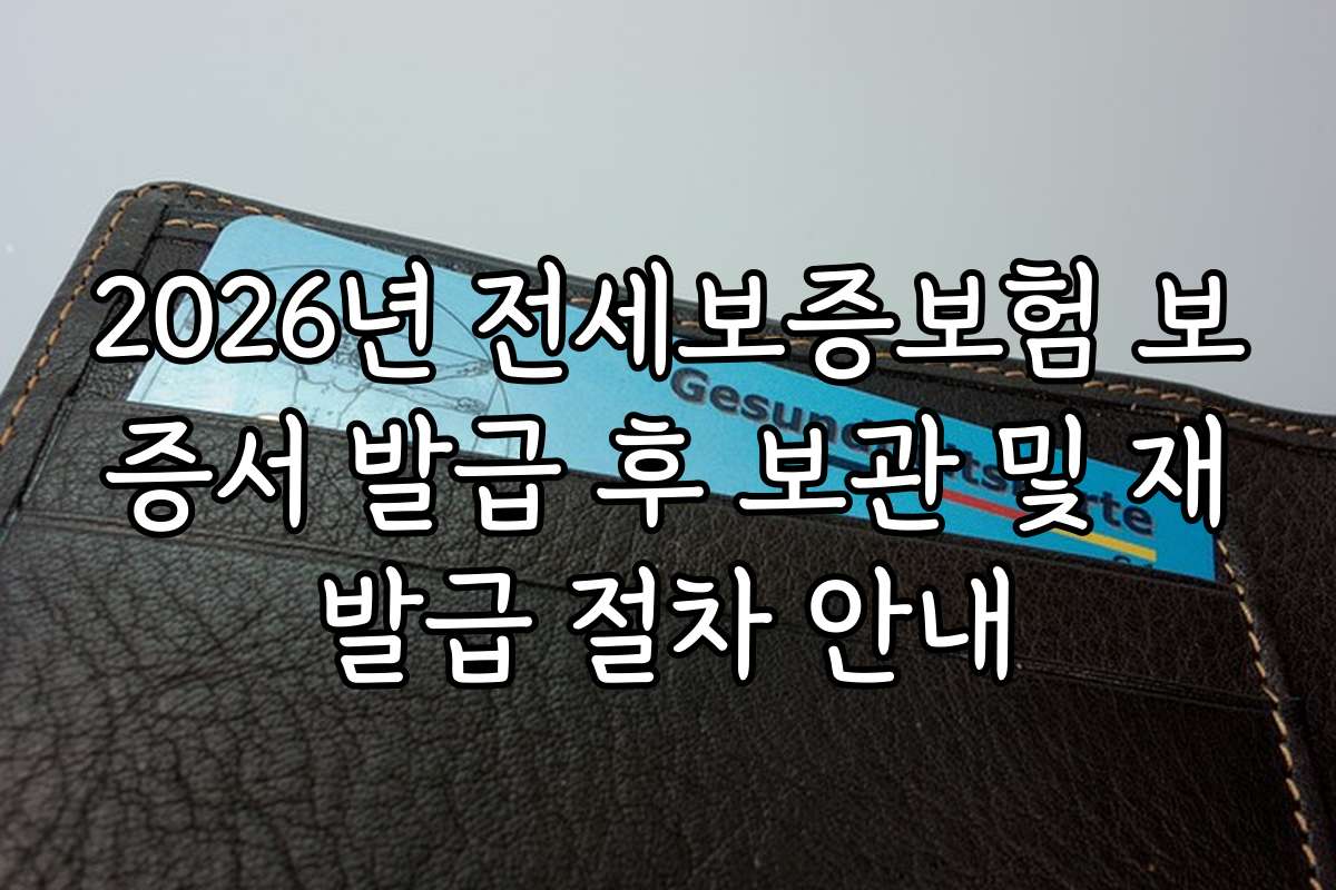 2026년 전세보증보험 보증서 발급 후 보관 및 재발급 절차 안내