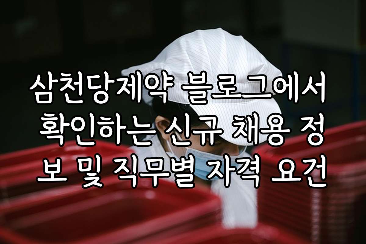 삼천당제약 블로그에서 확인하는 신규 채용 정보 및 직무별 자격 요건