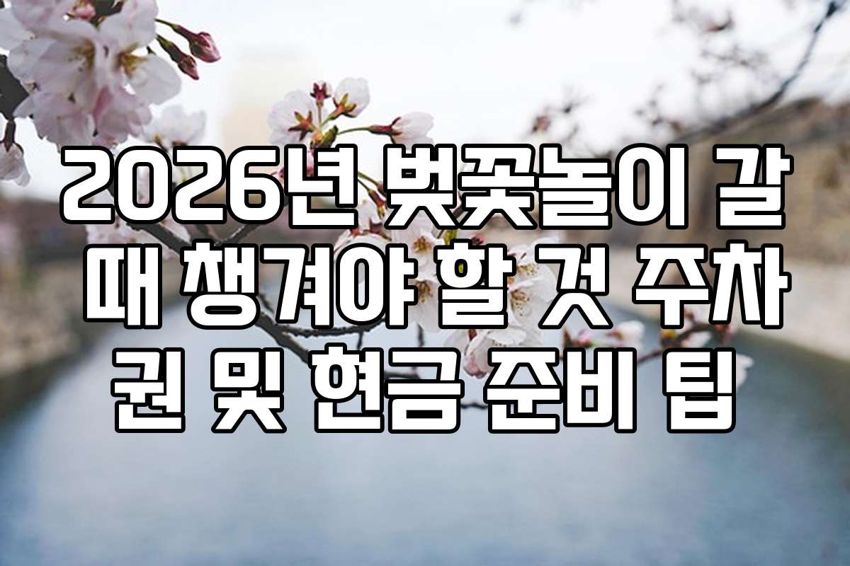 2026년 벚꽃놀이 갈 때 챙겨야 할 것 주차권 및 현금 준비 팁