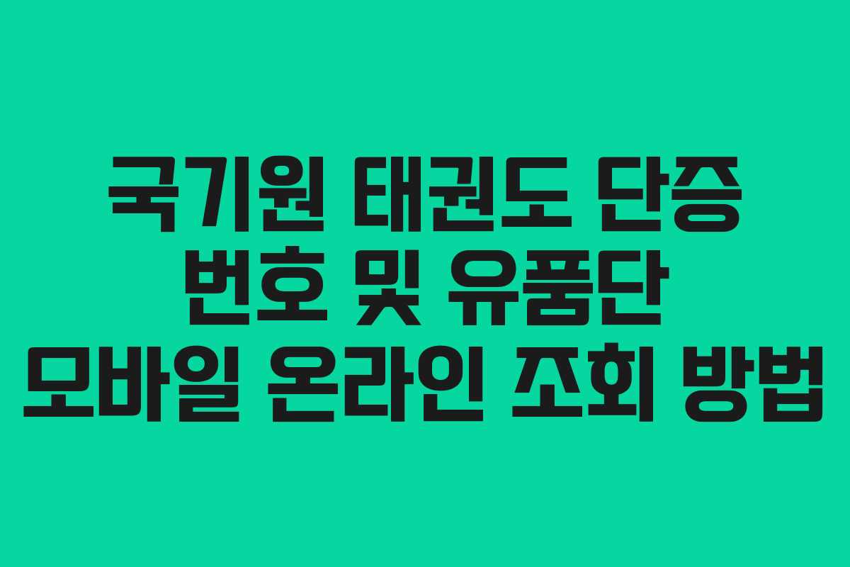 국기원 태권도 단증 번호 및 유품단 모바일 온라인 조회 방법