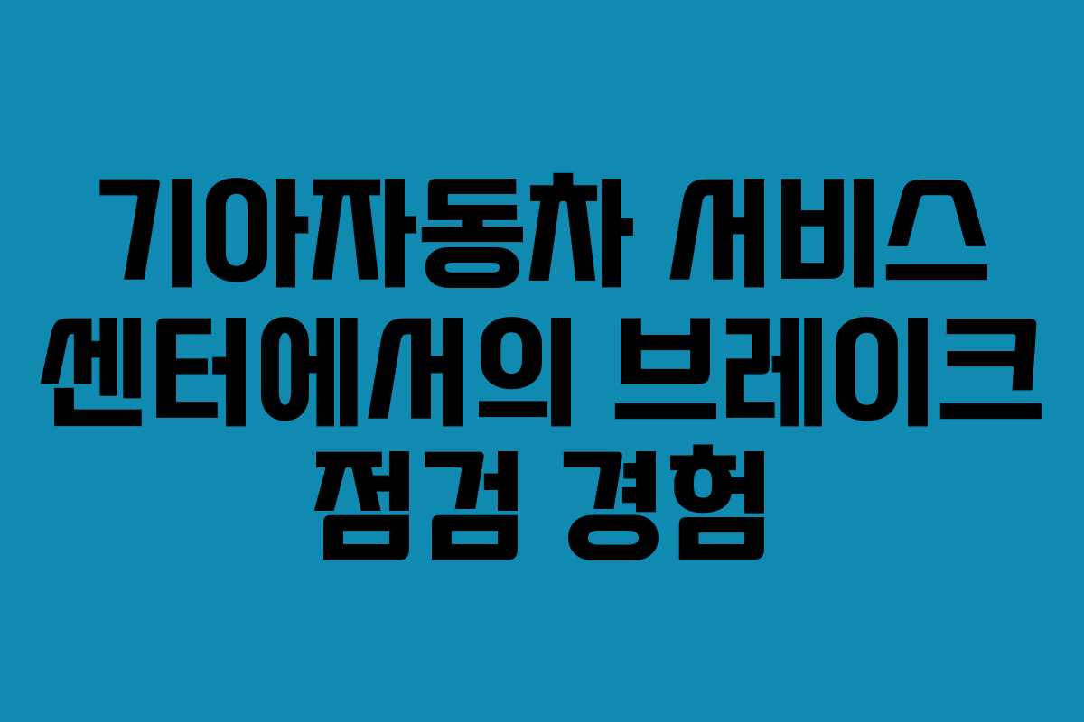 기아자동차 서비스 센터에서의 브레이크 점검 경험