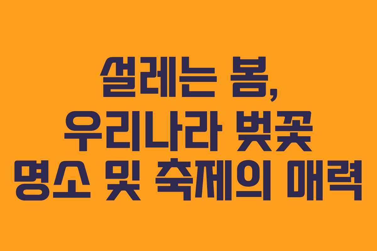 설레는 봄, 우리나라 벚꽃 명소 및 축제의 매력