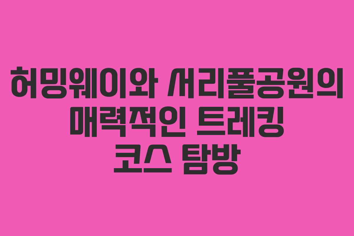 허밍웨이와 서리풀공원의 매력적인 트레킹 코스 탐방