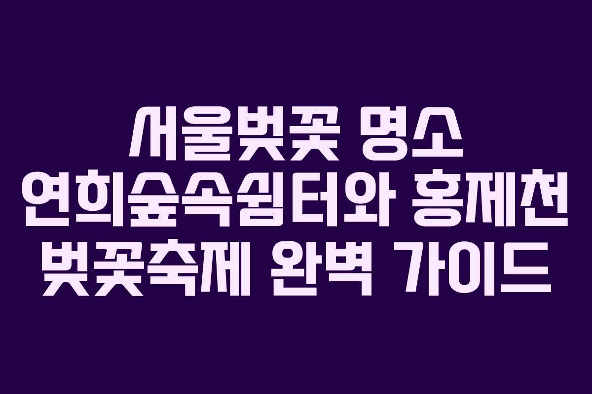 서울벚꽃 명소 연희숲속쉼터와 홍제천 벚꽃축제 완벽 가이드