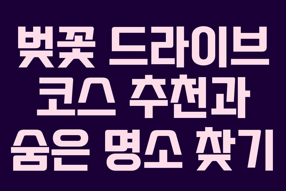 벚꽃 드라이브 코스 추천과 숨은 명소 찾기