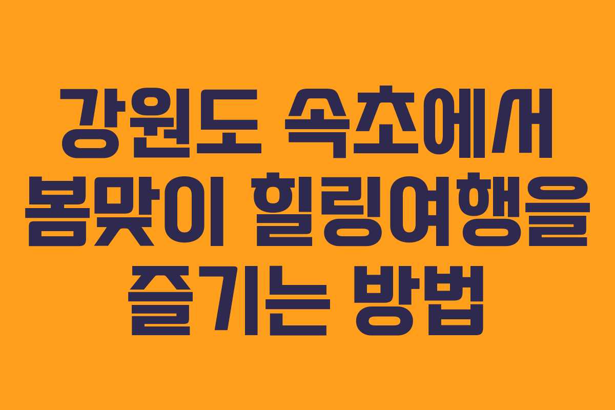 강원도 속초에서 봄맞이 힐링여행을 즐기는 방법