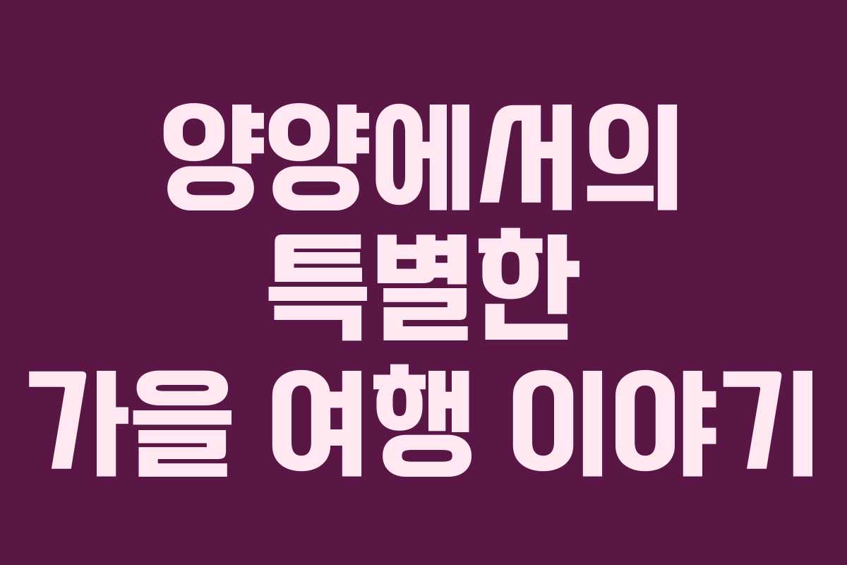 양양에서의 특별한 가을 여행 이야기