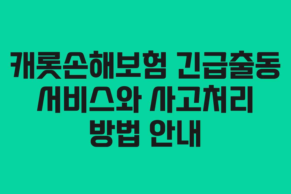 캐롯손해보험 긴급출동 서비스와 사고처리 방법 안내