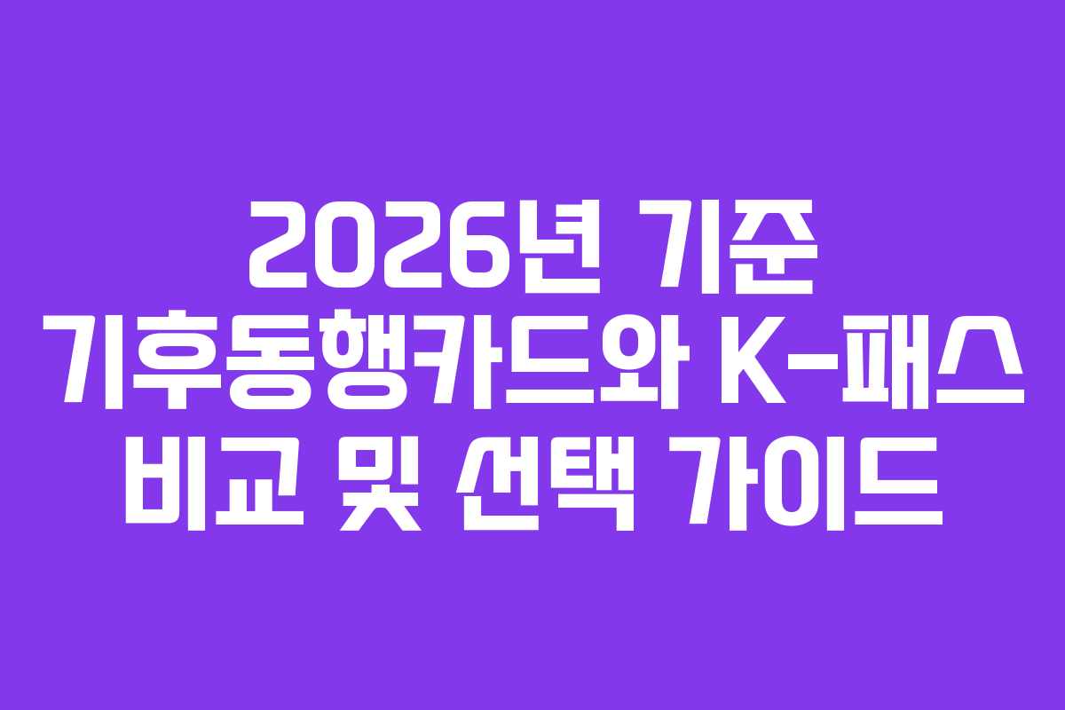 2026년 기준 기후동행카드와 K-패스 비교 및 선택 가이드