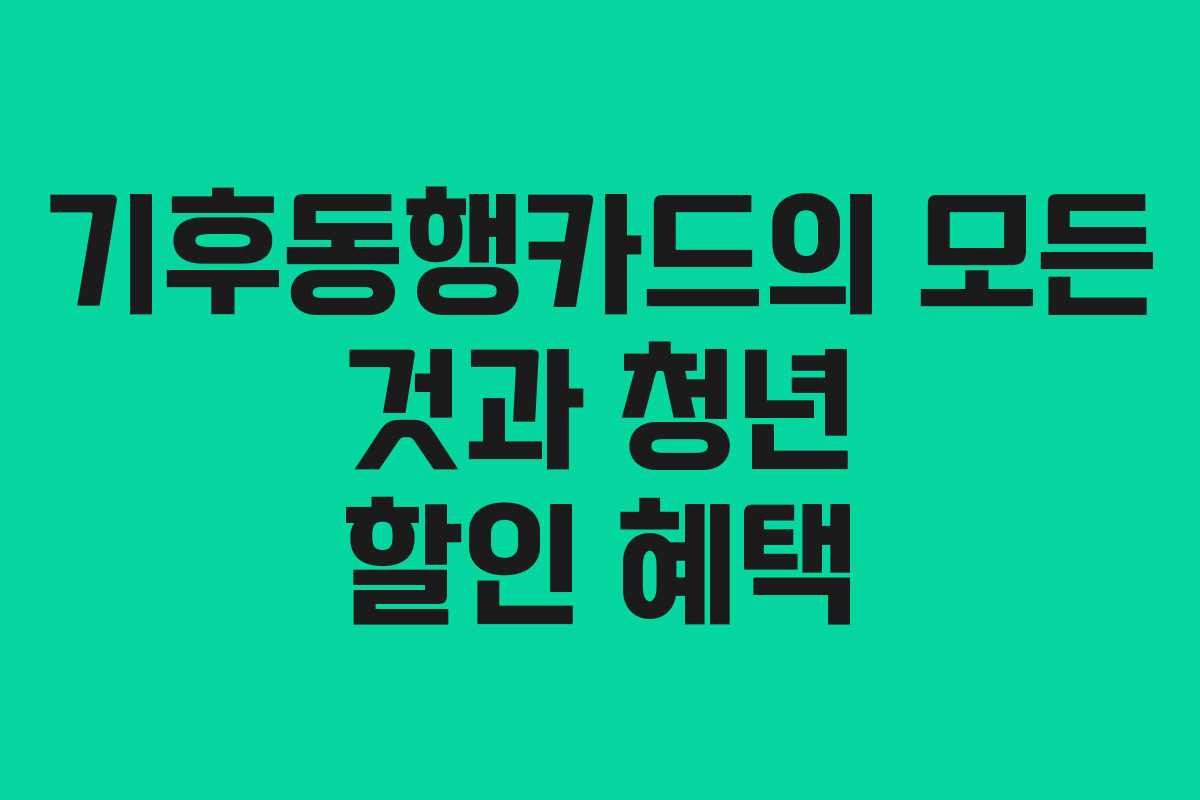 기후동행카드의 모든 것과 청년 할인 혜택