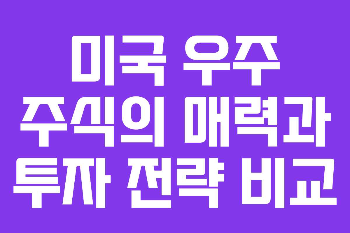 미국 우주 주식의 매력과 투자 전략 비교
