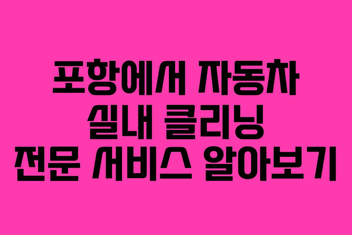 포항에서 자동차 실내 클리닝 전문 서비스 알아보기