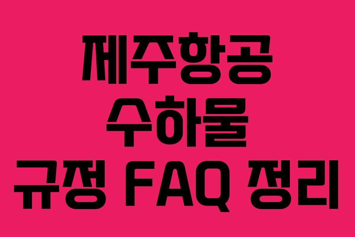 제주항공 수하물 규정 FAQ 정리