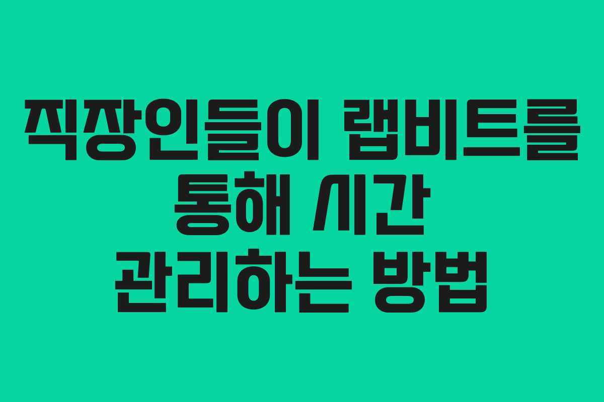 직장인들이 랩비트를 통해 시간 관리하는 방법