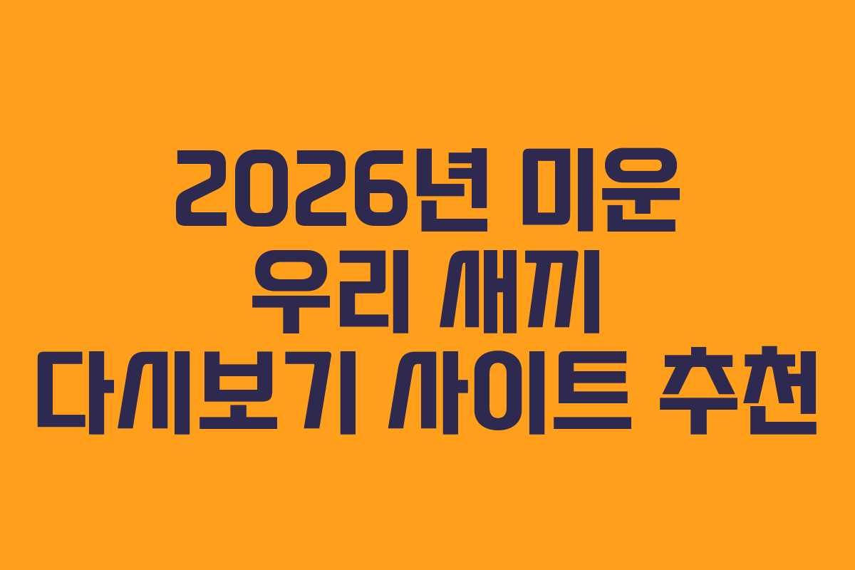 2026년 미운 우리 새끼 다시보기 사이트 추천