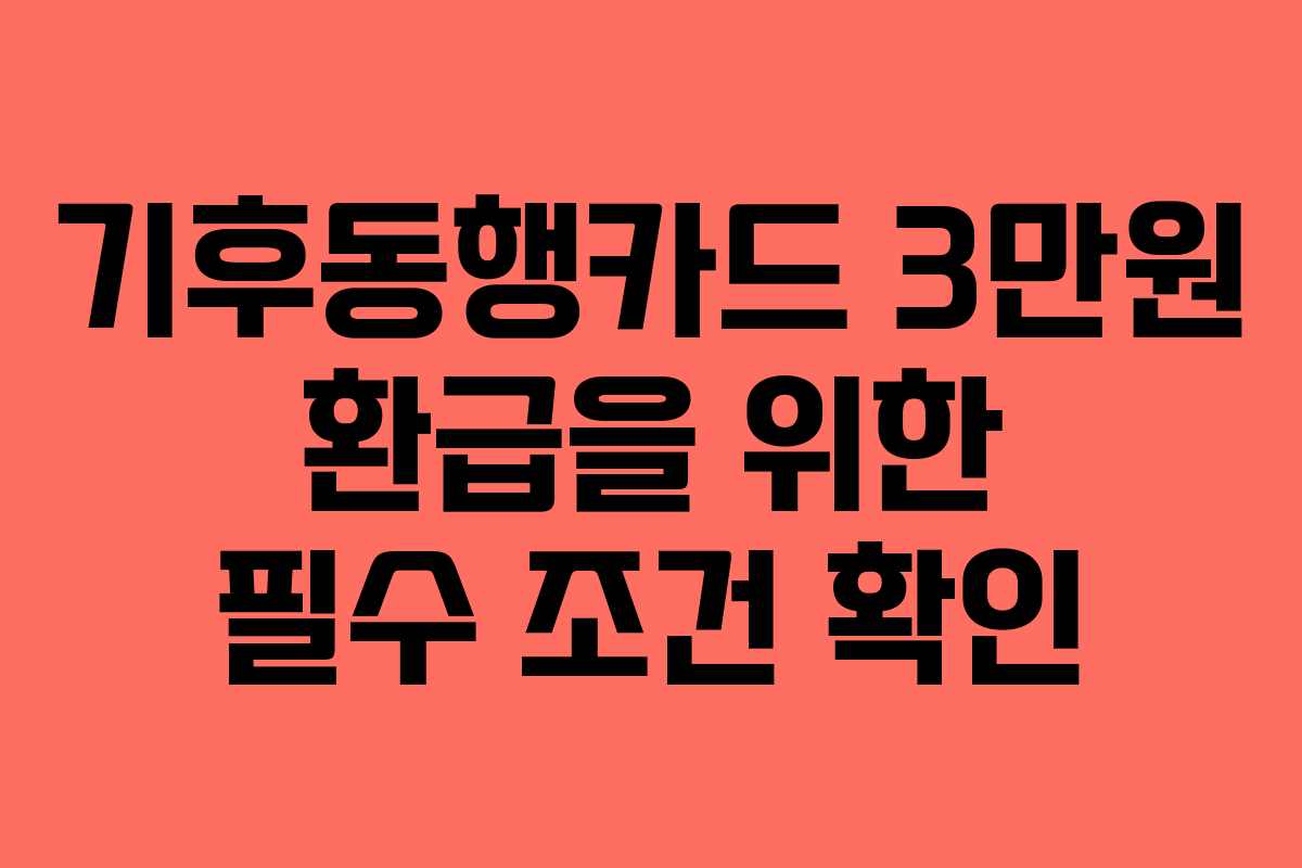 기후동행카드 3만원 환급을 위한 필수 조건 확인
