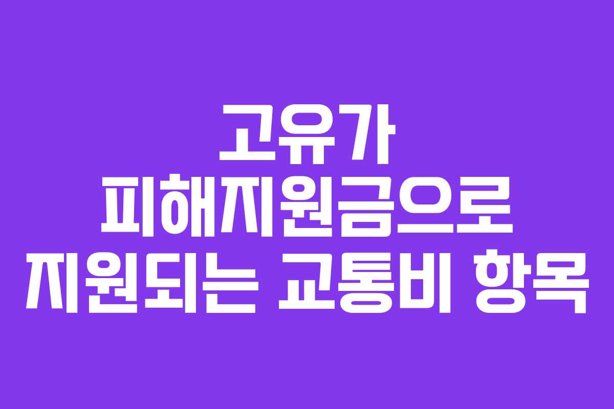 고유가 피해지원금으로 지원되는 교통비 항목