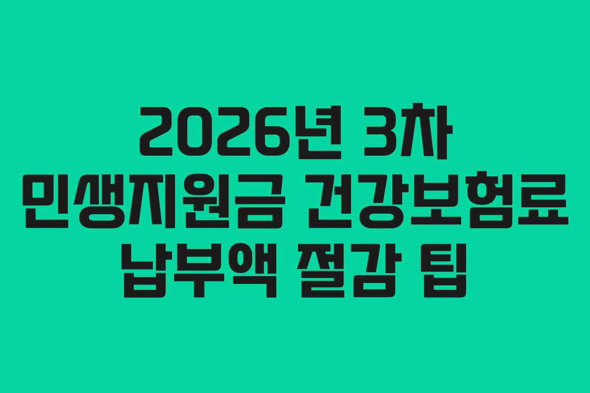 2026년 3차 민생지원금 건강보험료 납부액 절감 팁