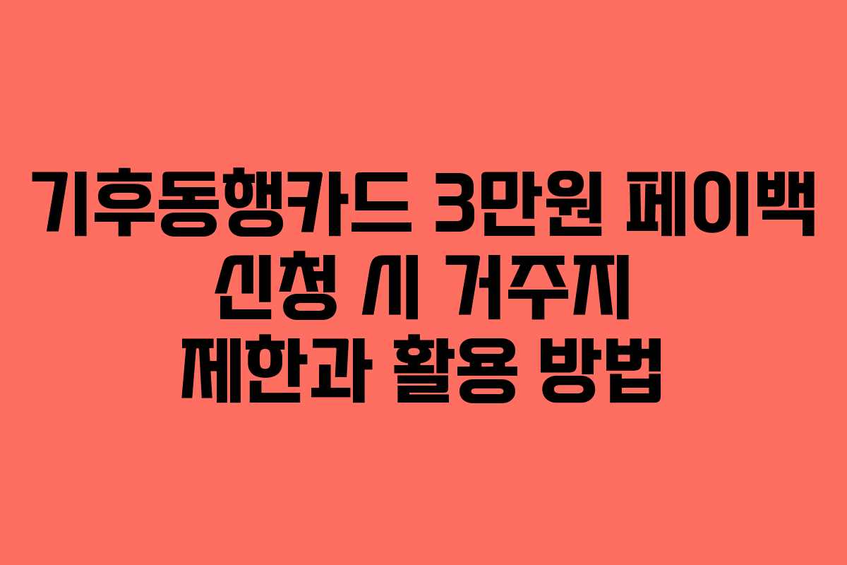 기후동행카드 3만원 페이백 신청 시 거주지 제한과 활용 방법