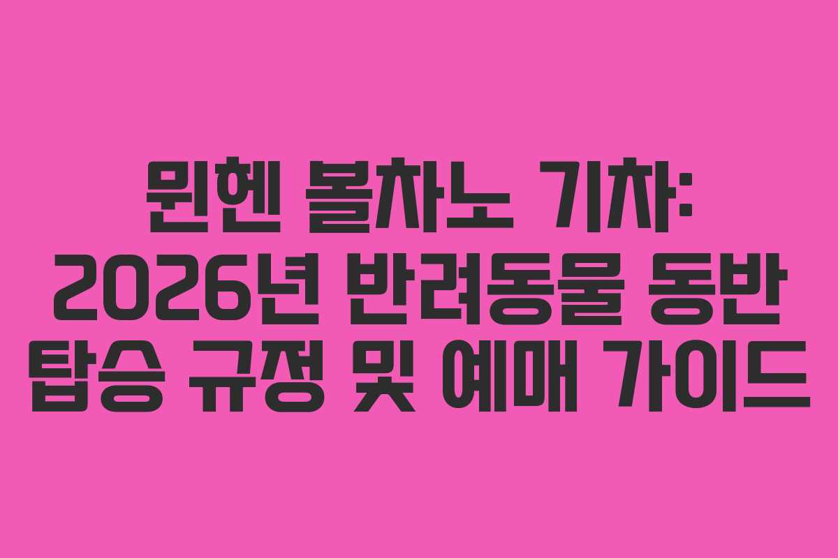 뮌헨 볼차노 기차: 2026년 반려동물 동반 탑승 규정 및 예매 가이드