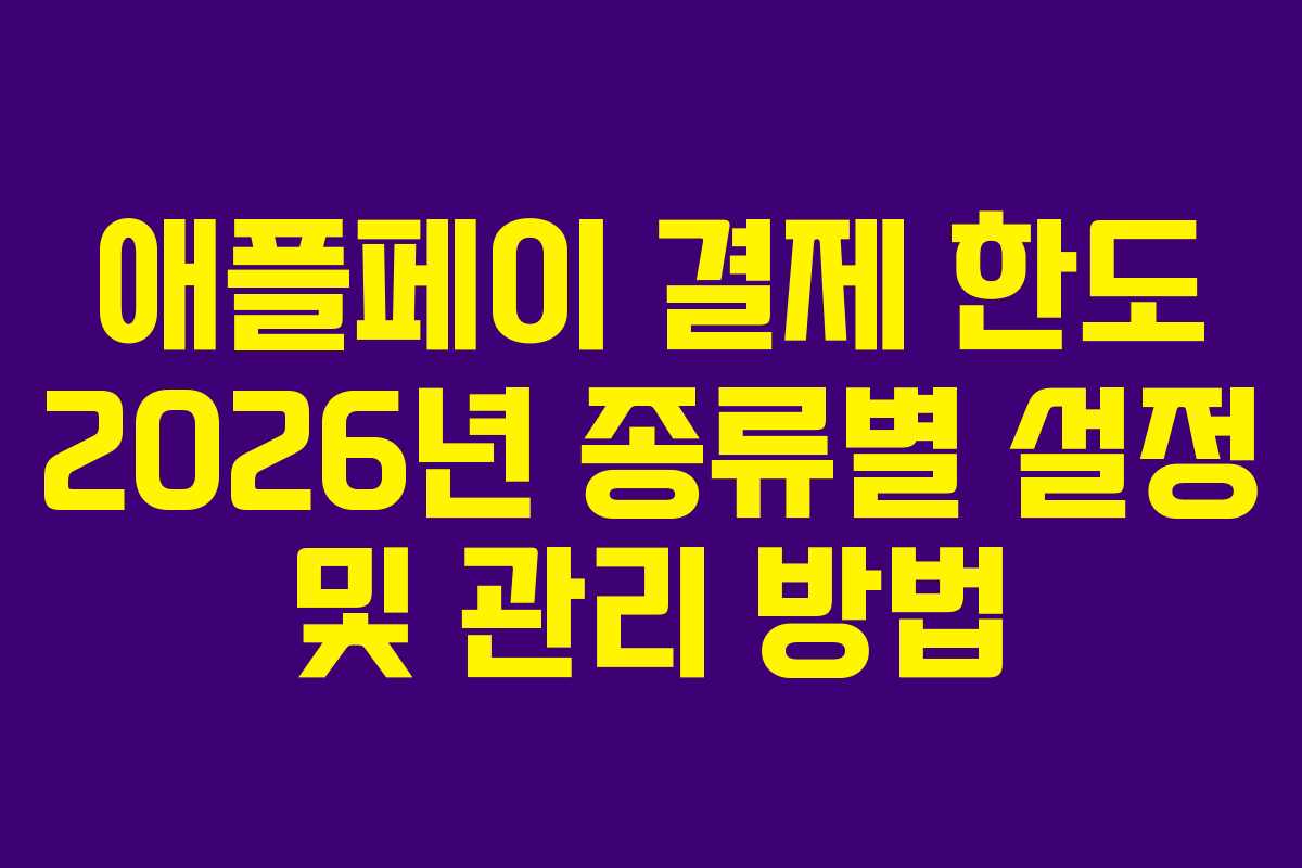 애플페이 결제 한도 2026년 종류별 설정 및 관리 방법