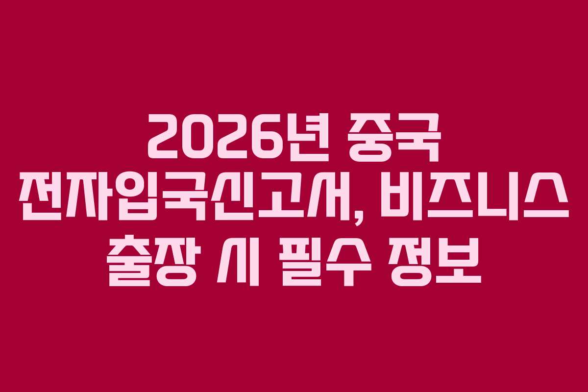 2026년 중국 전자입국신고서, 비즈니스 출장 시 필수 정보