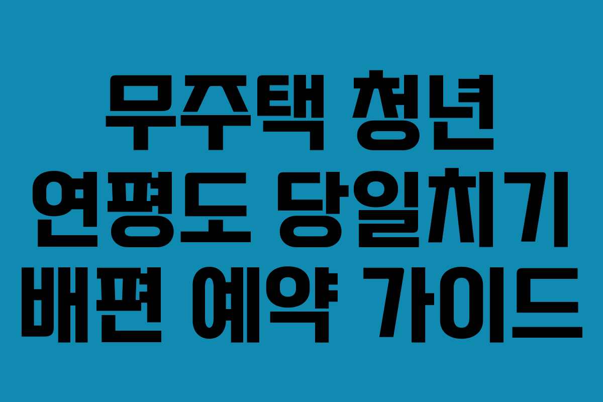 무주택 청년 연평도 당일치기 배편 예약 가이드