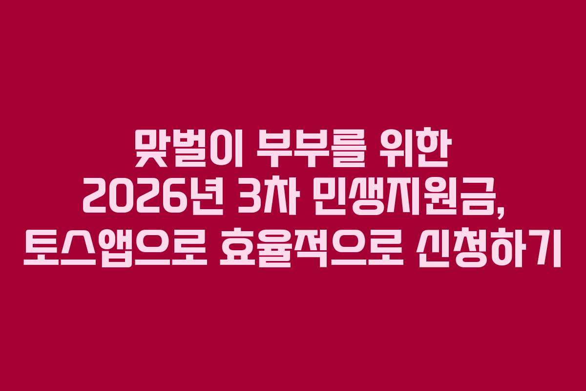 맞벌이 부부를 위한 2026년 3차 민생지원금, 토스앱으로 효율적으로 신청하기