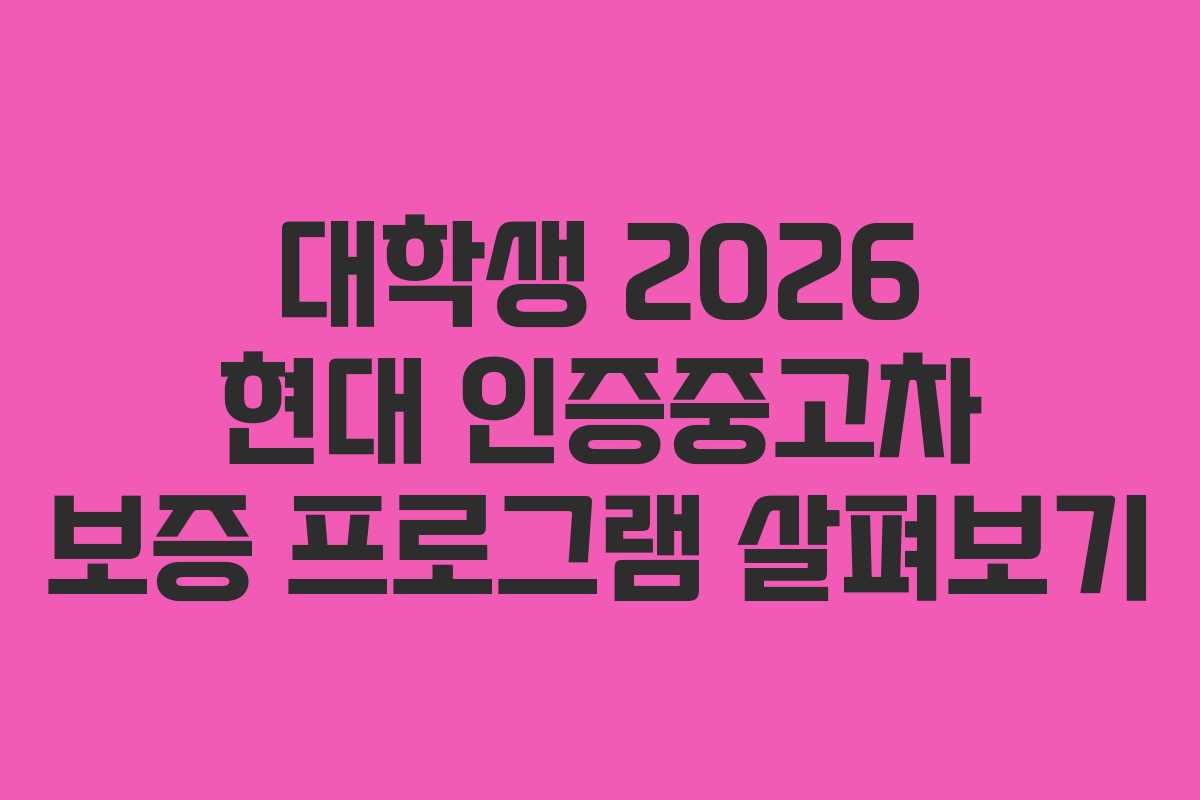 대학생 2026 현대 인증중고차 보증 프로그램 살펴보기