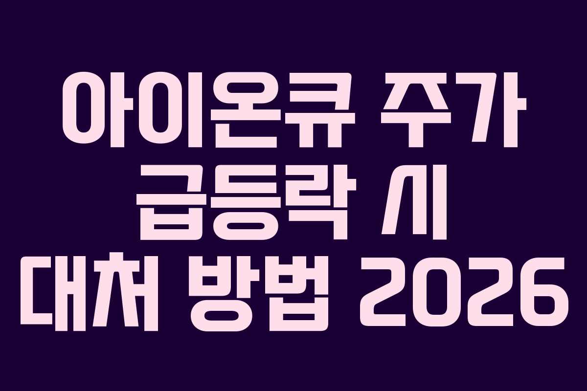 아이온큐 주가 급등락 시 대처 방법 2026