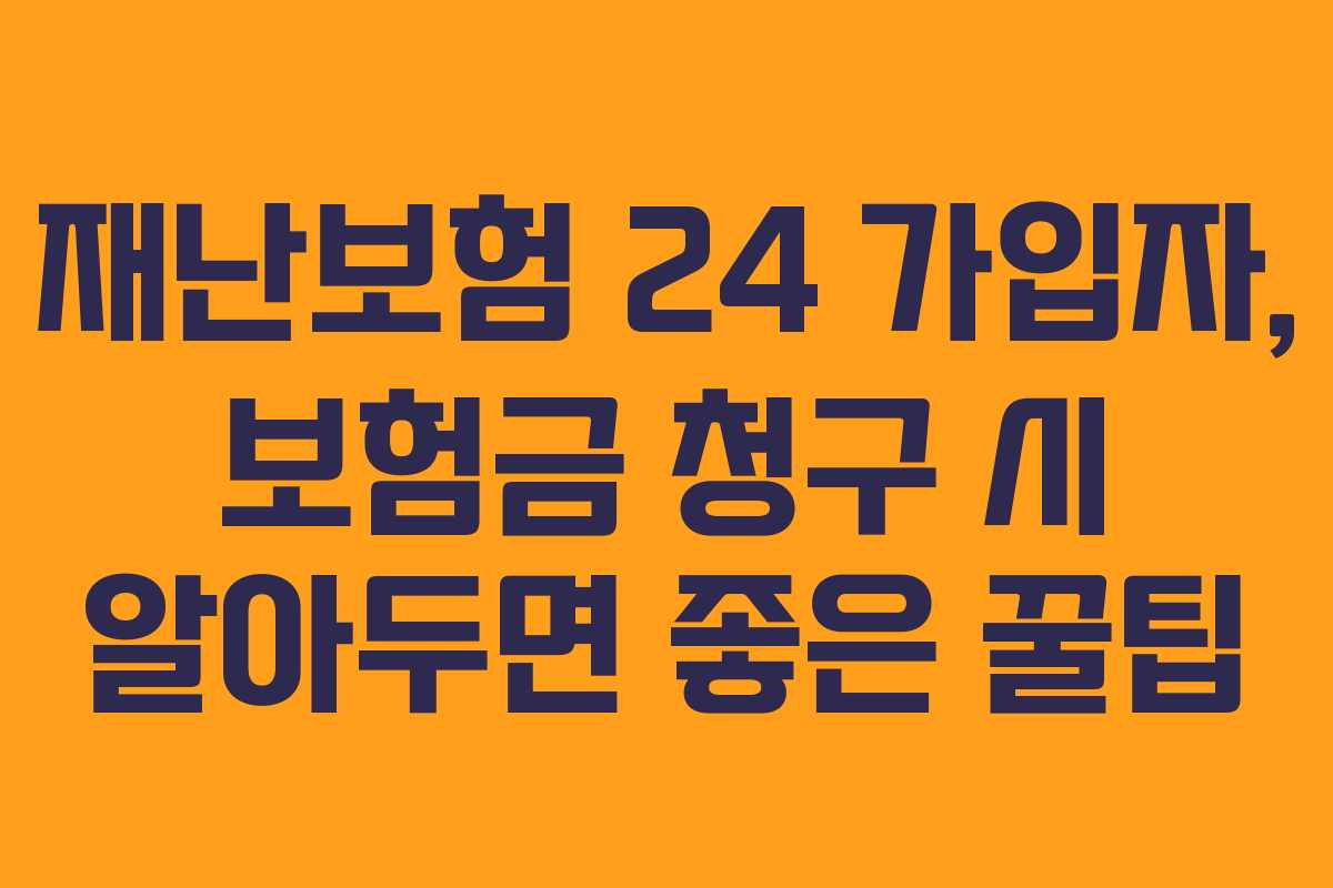 재난보험 24 가입자, 보험금 청구 시 알아두면 좋은 꿀팁