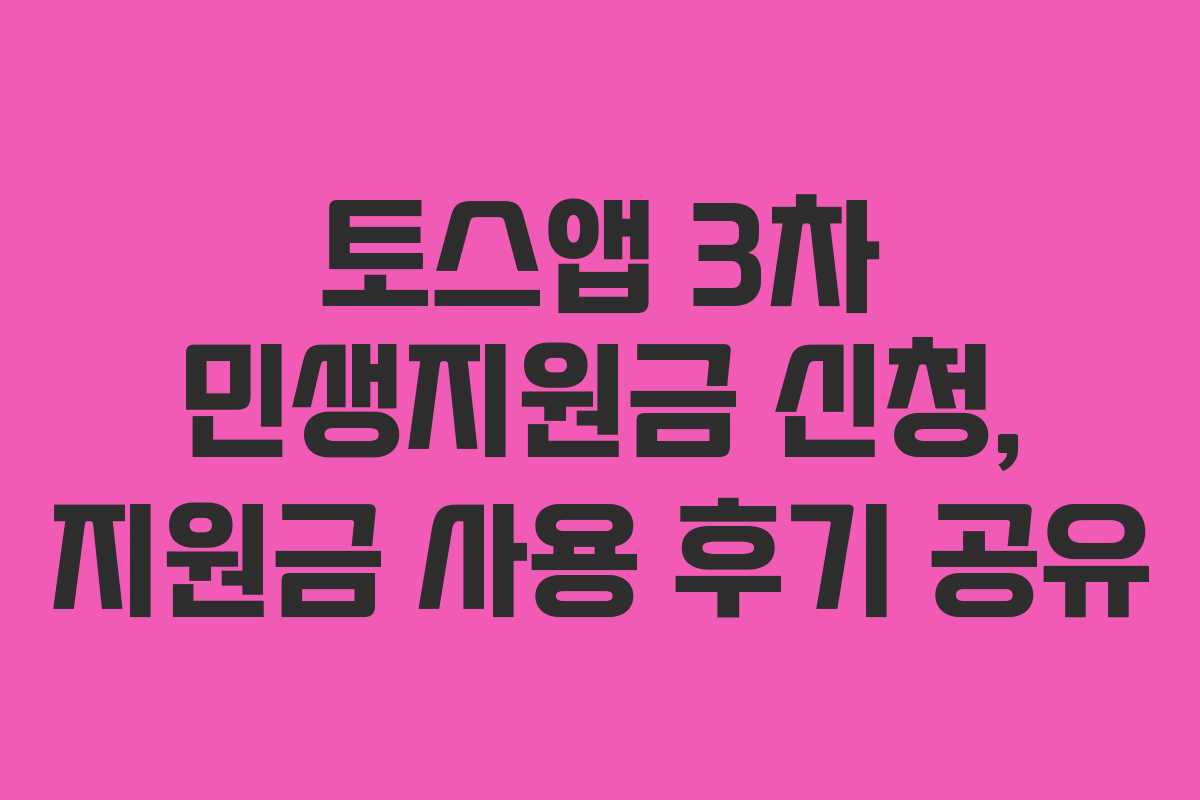 토스앱 3차 민생지원금 신청, 지원금 사용 후기 공유